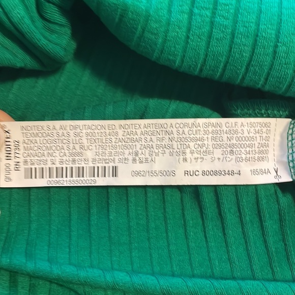 ZARA SQUARE NECK SHIRT GREEN 0962/155/500 LONG SLEEVE TOP - Picture 6 of 14